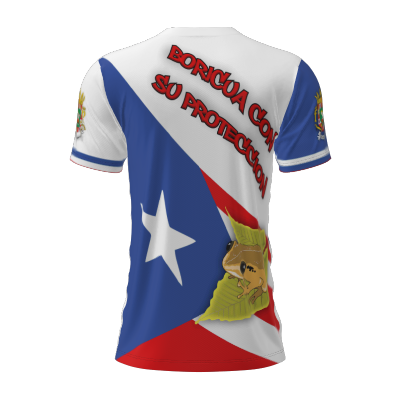 t-shirt boricua con su proteccion atras