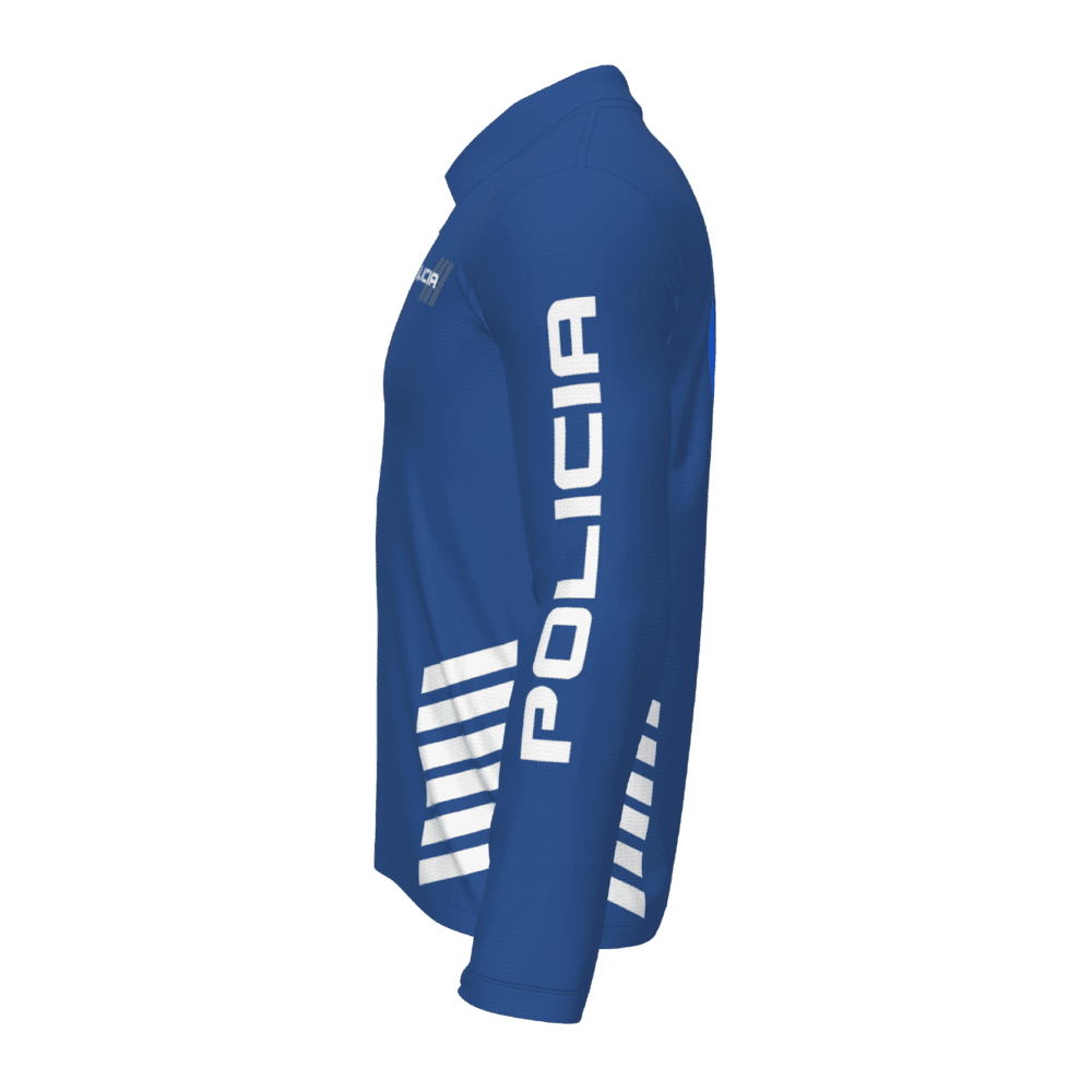 polo manga larga policía azul lado izquierdo