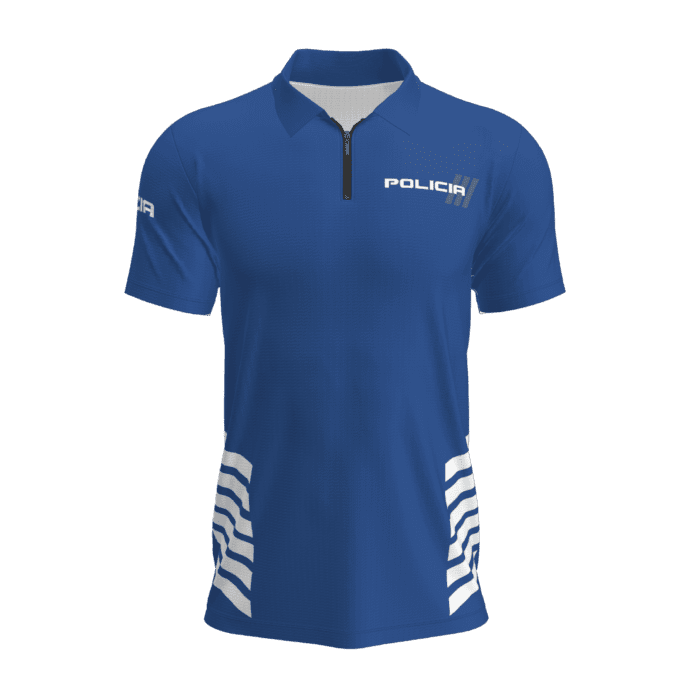 polo policía azul frente